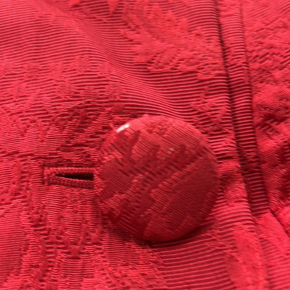 SzM Red Floral Textured Print Talbots Jacket Blazer - Picture 7 of 7